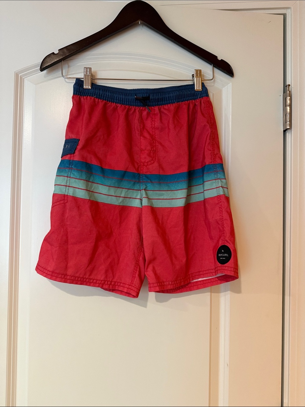 Rip Curl Youth Swim Trunks - Light Red and Blue - Boy’s XL 14 - Like New
